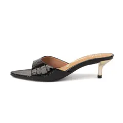 VIZZANO - Sandalia Tacon Bajo Verniz Croco Zurique Negro