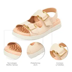 MODARE - Sandalia Plataforma Napa Floather Nature Crema