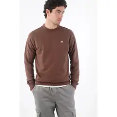 TENNIS - Buzo fit clásico con bordado minimal en algodón café para hombre