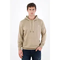TENNIS - Buzo con capucha fit regular con cordones en algodón beige arena para hombre