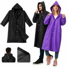 GENERICO - Impermeable Largo Con Capucha Ajustable Para Lluvia Pareja