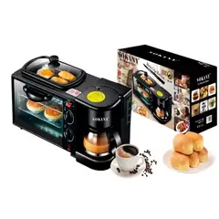 GENERICO - Horno Eléctrico Tostador, Cafetera ,Parrilla 3 En 1
