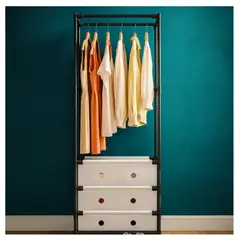 GENERICO - Closet Abierto con Barra para Colgar y Cajonera de Tela para Dormitorio