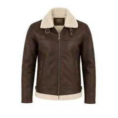 MODA EN CIRCUITO - Chaqueta Cuero-tex Aviador con Ovejero para Hombre
