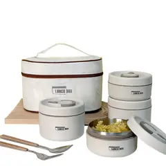 GENERICO - Porta Comidas Térmico Acero Inoxidable Con Bolsa Y Cubiertos