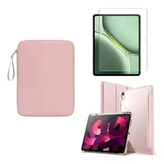 GENERICO - ESTUCHE SMART CASE CRISTAL PARA TABLET SAMSUNG S10/S9/S8/S7 + FUNDA + VIDRIO PARA TABLET ROSA