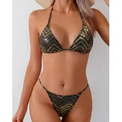 GENERAL - Vestido De Baño Bikini Mujer Moda Europa Verano Negro Dorado