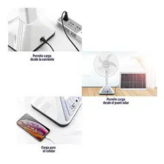 GENERICO - Ventilador Recargable Con Panel Solar 16 GD-316