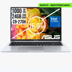 ASUS - Portátil Vivobook 16 Intel Core 9 270H 24GB RAM DDR5 SSD 1TB Pantalla WUXGA 16"