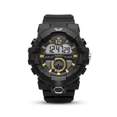 TIME - RELOJ KAIROS NEGRO DORADO DIGITAL DM1902D DEPORTIVO SUMERGIBLE + CAJA