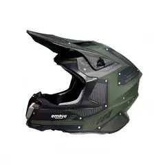 EMOVE - Casco Full Face Verde Negro Mate Mentonera Desmontable Talla L
