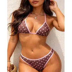 GENERAL - Vestido De Baño Bikini Mujer Moda Europea Café Rosa