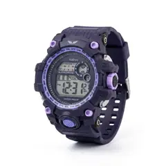 TIME - RELOJ KAIROS NEGRO MORADO DIGITAL DL1821 DEPORTIVO SUMERGIBLE + CAJA