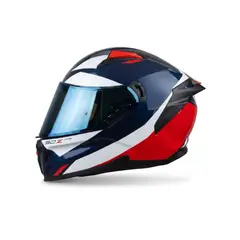 GIVI - Casco H50Z Graphic Mask Azul, Blanco, Rojo Brillo ECE 22.06, INCLUYE VISOR ADICIONAL