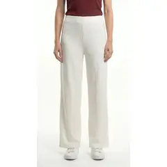 BELIFE - Pantalón ivory ancho en scuba para mujer