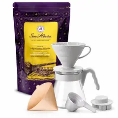 CHEMEX - Combo Iniciacion Papa Barista Kit Cono + Café Premium Colombiano 340g