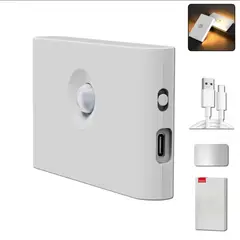 GENERICO - LUZ LED RECTANGULAR SENSOR MOVIMIENTO RECARGABLE INALAMBRICO TIPO C