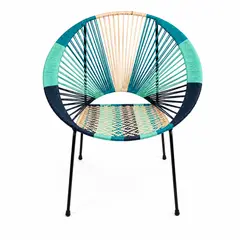 G HOME - Silla Tejida Mimbre Pavo Real Azul