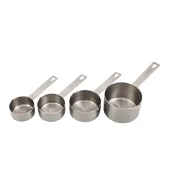 INCAMETAL - SET X 4 COPAS MEDIDORAS DE ACERO INOXIDABLE MEDICIÓN PRECISA PARA COCINA PROFESIONAL Y REPOSTERÍA
