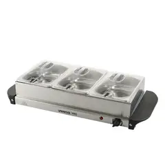 UNIVERSAL - Calentador Tipo Buffet PRO con 3 contenedores de acero inoxidable y control de temperatura