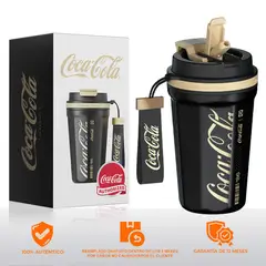 GERM - Termo Acero Inoxidable 316 19oz , Vaso Café Térmico, Boca Ancha, Tapa Hermética, Base Antideslizante, Asa de Cuerda ,Frías/Calientes ,Termo Diamante Pro Coca-Cola Negro