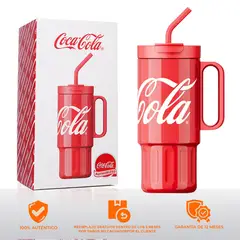 GERM - Termo Acero Inoxidable 40oz 316,Botella Térmica con Asa y Popote, Tapa Hermética para Agua FríaCaliente, Ideal para Cocina Camping，Súper Tumbler Coca-Cola Rojo