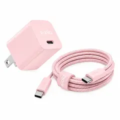 SUDIO - Combo Cargador P1 25W + Cable USB C trenzado 1.8m ROSA