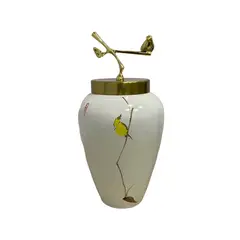 GENERICO - Jarron florero de ceramica con tapa