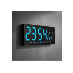 JELLY BLOX - Reloj Digital Pared O Buro Termometro Calend Alarma 36x15cm Estructura Negro Fondo Negro