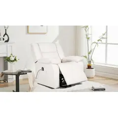 ELITE LIVING - SILLA RECLINABLE ELECTRICA LIFT CON SISTEMA LIFT 1 PUESTO MICROFIBRA BLANCO