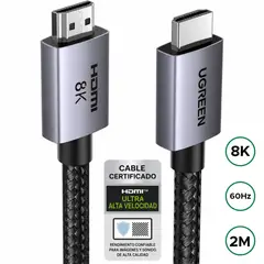 UGREEN - Cable Hdmi 8K 2.1 48gbps, 8k@60hz Y 4k@120hz 2 Metros