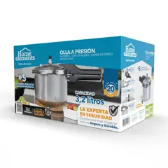 HOME ELEMENTS - Olla a Presion Aluminio 3,2 lt con Tapa en Acero