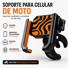 GENERICO - Soporte Antivibración Celular para Moto Ajuste Seguro 360°