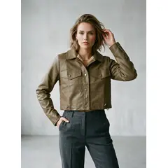 THE CLOTHING COMPANY - Chaqueta Mujer Suede Chic Sintético Ovejera Corta Ajustable