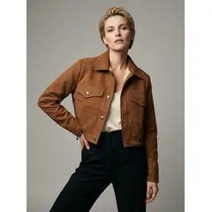 THE CLOTHING COMPANY - Chaqueta Mujer Suede Chic Sintético Ovejera Corta Ajustable