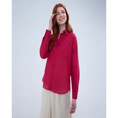 OSTU - Camisa Para Mujer M/L Marca En Color Rojo #40010247