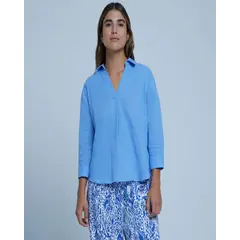 OSTU - Camisa Mujer M/C Azul Algodón 40010176-50310