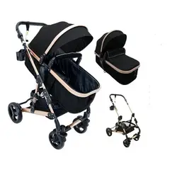 GENERICO - Coche Paseador Bebe Hermosos Colores Niño Niña Travel System Europeo Negro