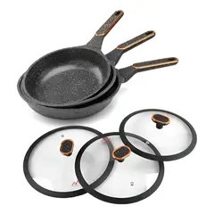 SWISSHOME - Set X3 Sarten Mármol Antiadherente Swiss Home 20, 22, 24 Cm