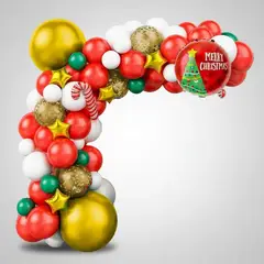 GENERICO - Arco Globos Decoracion Dorado Rojo Blanco Navidad Fin Año