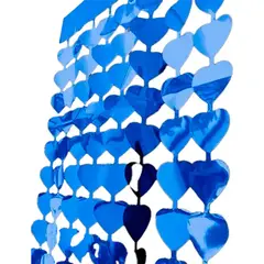 GENERICO - Cortina Metalizada Troquelada Corazones Amor Valentin Azul