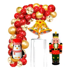 GENERICO - Kit Decoracion Navidad Cascanueces Pinguino Campanas Verde