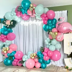 GENERICO - Decoracion Arco Globos Rosado Flamingo Hawaiano