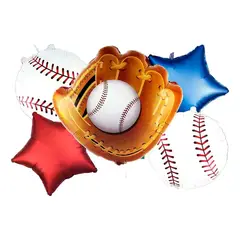 GENERICO - Bouquet Globos Beisbol Guante Pelota Deporte Bate Rojo Azul