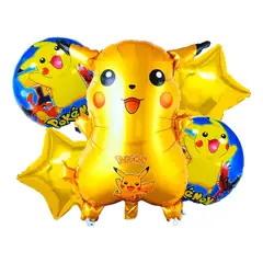 GENERICO - Bouquet Globos Pikachu Dorado 5 piezas