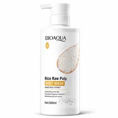 BIOAQUA - Jabón corporal en Gel de pulpa de arroz para uso en ducha 500 ml