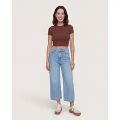 OSTU - Camiseta Para Mujer Crop Top Marca Café #40098218