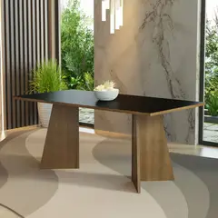 MADESA - Mesa de Comedor Rectangular 8 Puestos MarrónNegro