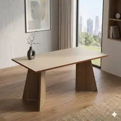 MADESA - Mesa de Comedor Rectangular 6 Puestos MarrónCrema