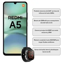 GENERICO - CELULAR XIAOMI REDMI A5 6GB RAM 64GB AZUL + OBSEQUIO RELOJ NEGRO T800 ULTRA
